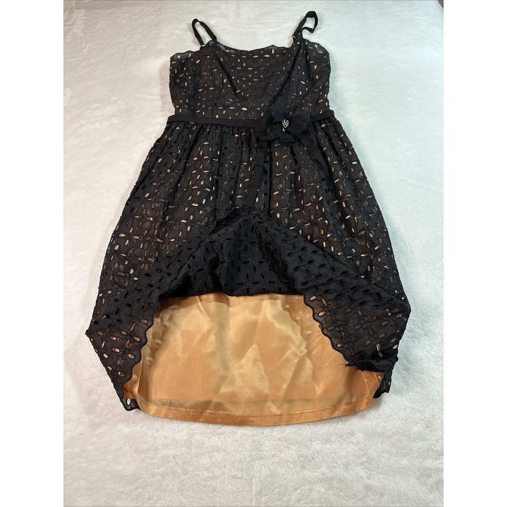 Laundry Shelli Segal Dress Womens Size 6 Black Eyelet Nude Lining Strappy - Picture 5 of 16